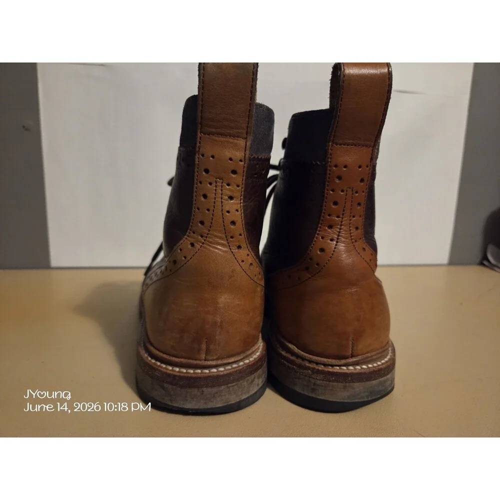 Stacy Adams Finnegan Wingtip Lace-Up Boots Genuine Leather Suede 8½